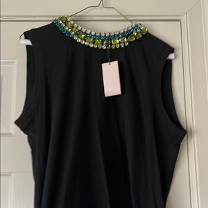 Black Sleeveless top with Beaded Collar